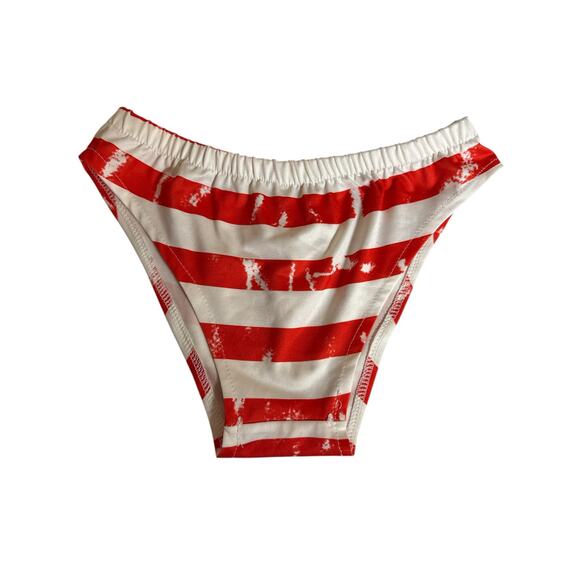 Two Piece Women’s Patriotic Halter Tankini Striped Bikini Bottom Set SZ L Multi - Picture 7 of 9